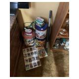 DECORATIVE TINS, DOOR LOCK BAR, SPORTS CARDS