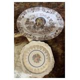 CERAMIC OVAL TURKEY TRANSFERWARE PLATTER,