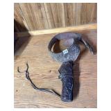 TOOLED LEATHER GUN BELT AND HOLSTER SET - ORNATE