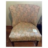 UPHOLSTERED SLIPPER CHAIR - DAMASK FABRIC, WOOD