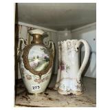 HAND PAINTED NIPPON PORCELAIN VASE, SCENIC