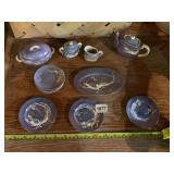 MINIATURE TOY ASIAN PORCELAIN TEA SET - DRAGON ON
