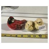 GOEBEL BIRD FIGURINES, RED BIRD AND 2 BABY CHICKS