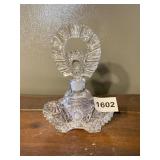 CRYSTAL PERFUME BOTTLE - ORNATE STOPPER,