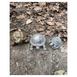 TORTOISE GARDEN STATUARY, CENTER IS METAL
