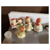VINTAGE CERAMIC SANTA FIGURINES, GIRL FIGURINES,