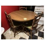 WOODEN DINING SET - ROUND PEDESTAL TABLE W/ 3