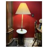 TABLE LAMP - MARBLE TOP, ORNATE METAL BASE,
