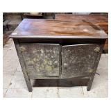 MIXED MEDIA CABINET - WOOD TOP, METAL BASE, TWO