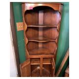 WOODEN CORNER CABINET W/ SHELVES & LOWER STORAGE