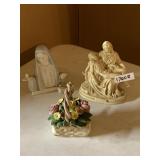 THREE PORCELAIN PIECES, HAND-PAINTED FLORAL