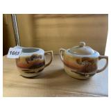 JAPANESE PORCELAIN LANDSCAPE DECORATION, CREAMER