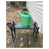 GREEN WATERING CAN, GARDEN KNEELER SEAT.