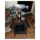 PAINTED WOODEN CHAIR, BLACK FINISH, GILT