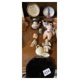 VINTAGE PORCELAIN FIGURINES, MINIATURE TEAPOTS,