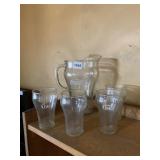 COCA-COLA GLASSWARE SET - PITCHER, 4 GLASSES.