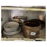 SHEFFIELD FINE CHINA PLATES, CERAMIC PLANTER W/