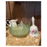 CERAMIC BUNNY PLANTER, GLASS SHADE, PITCHERS,