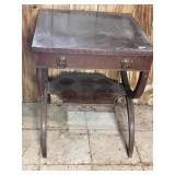 MAHOGANY SIDE TABLE - SINGLE DRAWER, ORNATE BRASS