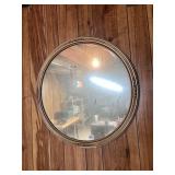 CARVED WOOD FRAME ROUND WALL MIRROR