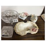 YUGOSLAVIAN HAND CUT LEAD CRYSTAL BOX, CERAMIC