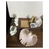 CROWN HAND PAINTED CERAMIC ANGEL WING DISH,