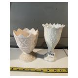 MILK GLASS AND PINK MILK GLASS VASES