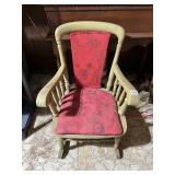SPINDLE-BACK CHAIR, PAINTED WOOD FRAME, RED