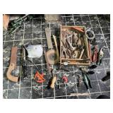 ASSORTED VINTAGE HAND TOOLS - WOODEN BOX W/
