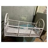 VINTAGE WICKER BASSINET, WHITE PAINTED, INFANT