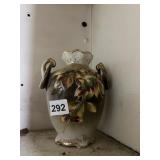 NIPPON HAND PAINTED VASE, HANDLED, SCALLOPED RIM,