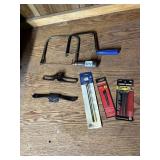 HAND TOOLS ASSORTED - COPING SAWS, CALIPERS,