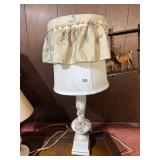 CERAMIC FLORAL TABLE LAMP W/ RUFFLED FABRIC