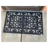 BLACK ORNATE CAST IRON DOORMAT, SCROLLED