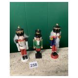 WOODEN PAINTED NUTCRACKER FIGURINES, FAUX FUR,