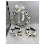 OYSTER SHELL & WICKER DECORATIVE WREATHS,