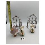 RUSTIC WIRE DECORATIVE BIRDCAGES, FELTED WOOL