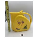 YELLOW PLASTIC NOVELTY FLAMINGO PITCHER W/