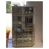 GOLD-TONE METAL AND GLASS DISPLAY CASE, MIRRORED