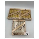 NATURAL BEESWAX CANDLES IN WOODEN CRATES W/