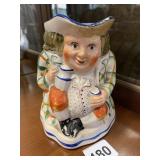 VTG CERAMIC FIGURAL CREAMER, HAND-PAINTED MAN,