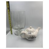 DUCHAMP & CIE CERAMIC TEAPOT W/ FRENCH