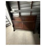 QUEEN SZ. SLEIGH BED IN GOOD CONDITION W/ SIDE