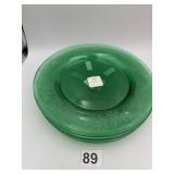 IMPERIAL GLASS EMERALD GREEN ETCHED PLATES,