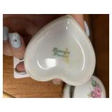 LIMOGES PORCELAIN HEART SHAPED & ROUND FLORAL