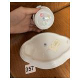 HOLLOHAZA PORCELAIN FLORAL TRINKET DISH AND BOX