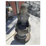 CAST STONE FIGURAL GARDEN PLANTER, PUTTO HOLDING