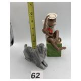 PORCELAIN MONKEY SAILOR FIGURINE, CARVED STONE