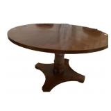 MAHOGANY STAINED WOOD ROUND PEDESTAL DINING