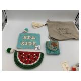 LA VIE BEADED POUCHES W/ "SEA SIDE" AND